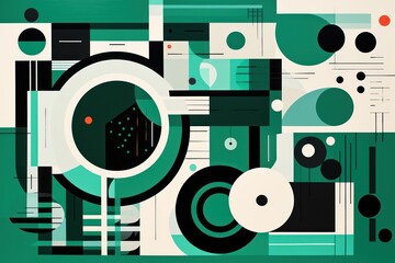 An Emerald poster featuring various abstract design elements