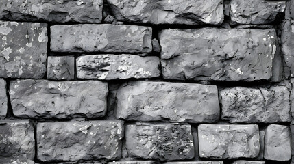 Black and White Photograph of a Stone Wall