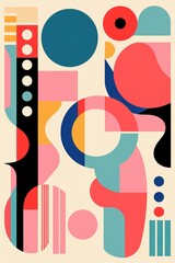 An Ivory poster featuring various abstract design elements