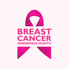 Breast Cancer awareness month typography vector with pink color ribbon. Vector Breast Cancer Awareness Calligraphy Poster Design. October is Cancer Awareness Month. Banner, template, flyer