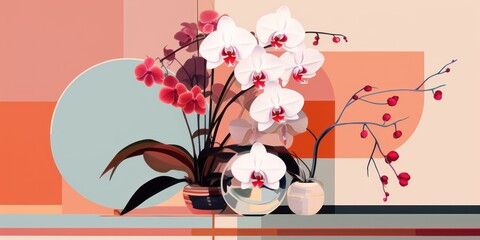 An Orchid poster featuring various abstract design elements