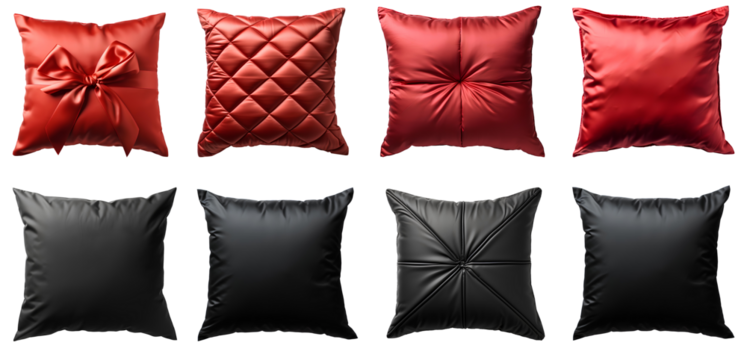 red and black pillow set png. red and black cushion set png. red cushion png. black pillow png