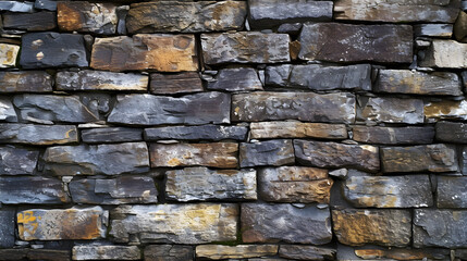 A Diverse Stone Wall Constructed From Various Rocks