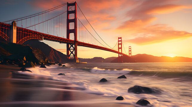 golden gate bridge at sunset,,
Golden Gate Bridge panorama
