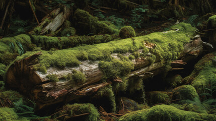 moss in a dense forest.