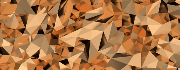 Obraz premium Gold polygon background 3d rendering, 3d illustration. Abstract triangle background. Gold background. Abstract Gold polygon wallpaper