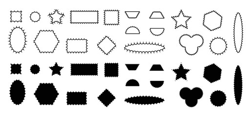 Scalloped Lace frame set. Scalloped clipart collection of decorative borders isolated on white background.