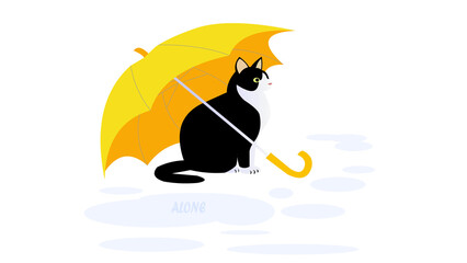 cat with an umbrella
