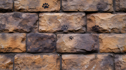 Stone Wall With Paw Print