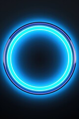 Azure round neon shining circle isolated on a white background