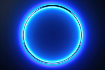 Azure round neon shining circle isolated on a white background