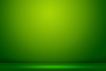 Fototapeta premium Solid Green Color Background. Empty Room Wall for Product Display. Beautiful Studio Background for Advertisement. 3d Render Background. Abstract wall Design. Interior Room Wall with Floor.