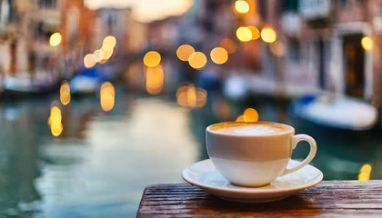 Zelfklevend Fotobehang Aromatic coffee cup amidst Parisian charm, Eiffel Tower backdrop © Your Hand Please