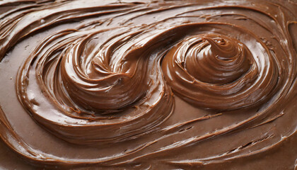 Rich, creamy chocolate spread on textured surface, dark and inviting, perfect for food blogs or dessert recipes