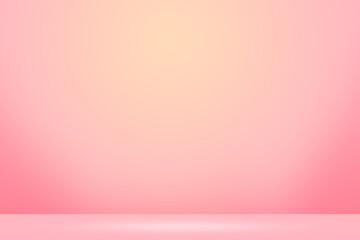 Solid Peachy Pink Color Background. Empty Room Wall for Product Display. Beautiful Studio Background for Advertisement. 3d Render Background. Abstract wall Design. Interior Room Wall with Floor.