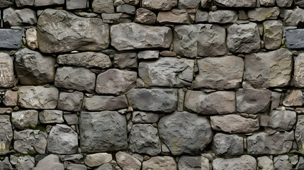 Fototapeta premium A Stone Wall Made of Rocks With Moss Growing On It