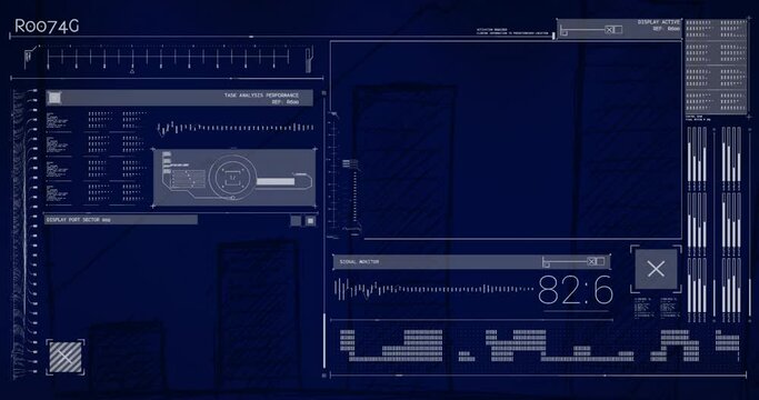 Animation of data processing on interface screen