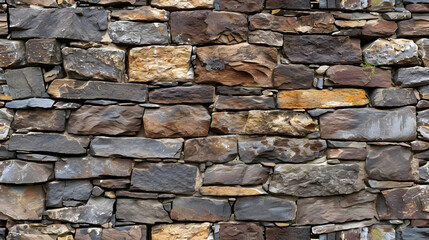 A Stone Wall Constructed With Various Colored Rocks