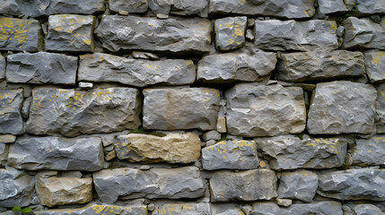 Fototapeta premium Close Up of a Stone Wall With Moss Growth