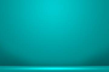 Background of Solid Turquoise Blue Color. Empty Room Wall for Product Display. Beautiful Studio...