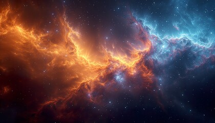 Nebulae Background - Glittering Interstellar Dust Abstract Space Exploration - obrazy, fototapety, plakaty