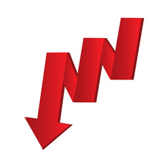 Growing business 3d red  arrow with bar chart, Profit arow Vector illustration.Business concept, growing chart.
