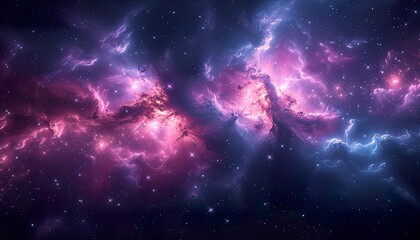 Fototapeta na wymiar Cosmic Exploration Abstract - Glittering Interstellar Dust & Nebulae Futuristic Background