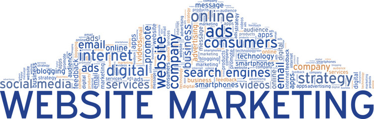 Obraz premium Web Marketing word cloud conceptual design isolated on white background.