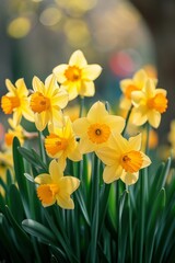 A cluster of daffodils, their golden trumpets heralding the arrival of spring