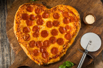 Heart Shaped Pepperoni Pizza for Valentines Day