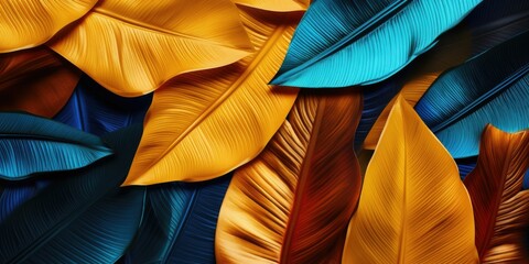 Creative nature gold layout made of tropical leaves. Summer concept