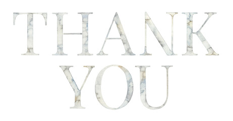 Watercolor hand drawn lettering marble. Handwritten message. Thank You. Isolated background. Lettering handwritten. Can be used as a print on t-shirts and bags, for cards, banner or poster. 