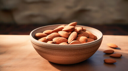 Fresh almond in a bowl on the table