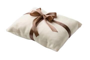 A Pillow Wrapped in Bow on Transparent Background