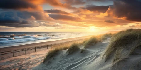 Poster de jardin Mer du Nord, Pays-Bas Dune beach at the North Sea coast, Sylt, Schleswig-Holstein, Germany