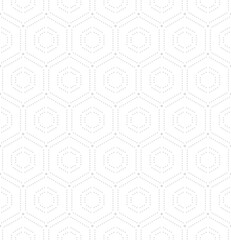 Geometric repeating vector light ornament with hexagonal dotted elements. Geometric modern ornament. Seamless abstract modern pattern - 730296250