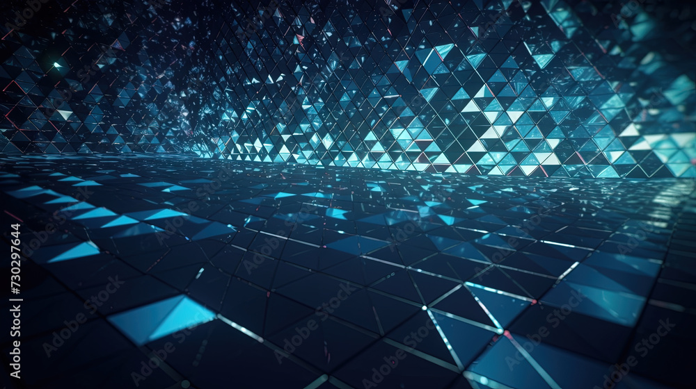 Poster Abstract background with structure of neon triangles and technology style