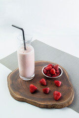 milk and strawberries