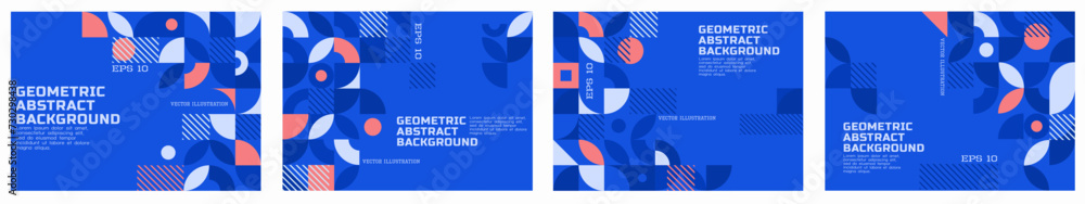 Poster set of the template with trendy abstract geometric on border position and space for text. modern geo