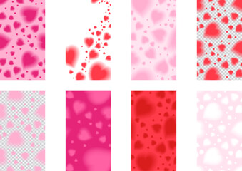 Romantic y2k pink and ref blurry heart stories set.