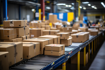 Endless stream of packages on a conveyor belt system