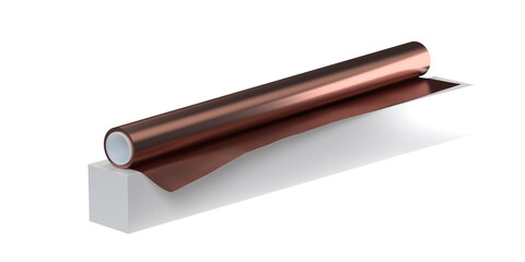 roll PVC film metallic copper, Isolated on Png Format, 3D rendering	