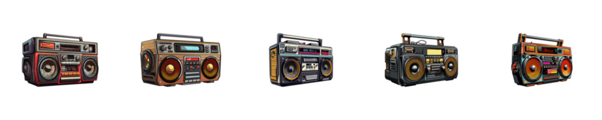 Fototapeta premium Cartoon vintage boombox. Vector illustration