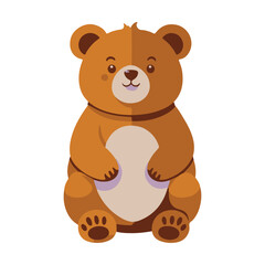 Obraz na płótnie Canvas brown bear cartoon cute flat bear drawing for kids. Packaging, advertising of children's products, coffee shop, fabric, logo