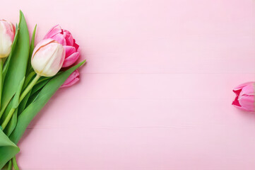 banner with pink tulips