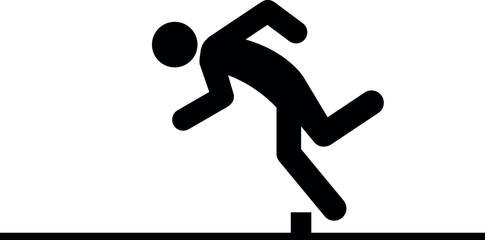 Obstacle warning sign. A man falling down . Safety signs and symbols.