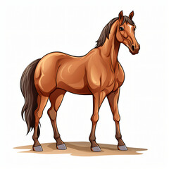 Brown Horse Cartoon Isolated on a White Background
