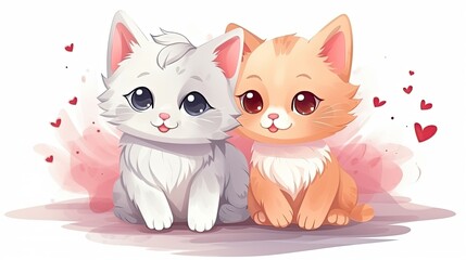 Cartoon kittens characters friends together for children friendship and play time happy joy as wide banner or poster