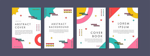 Set of abstract geometric memphis templates. Universal cover Designs for Annual Report, Brochures, Flyers, Presentations, Leaflet, Magazine