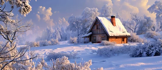 Rolgordijnen Czech winter cottage © 2rogan